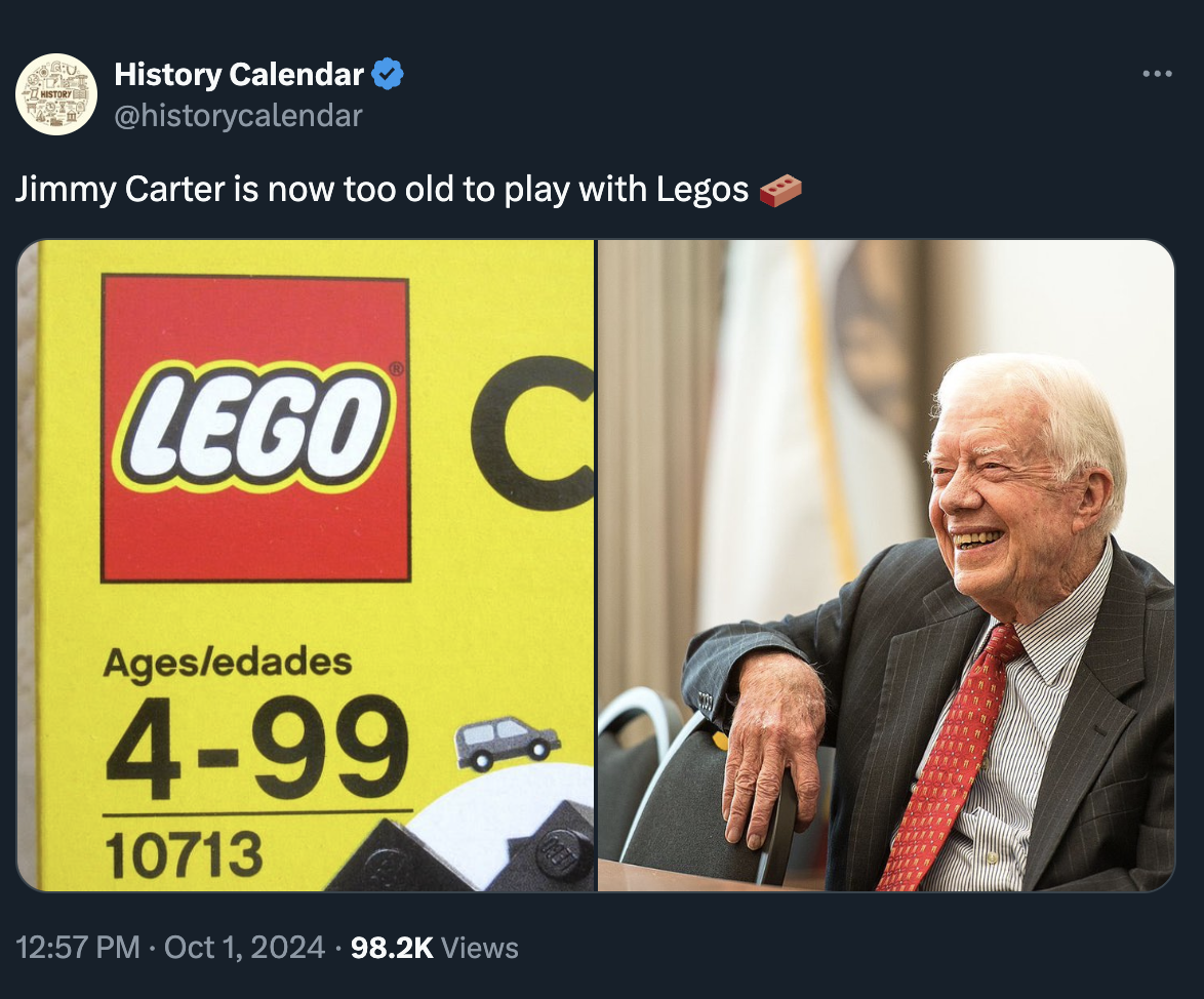 lego moskva meme - History Calendar Jimmy Carter is now too old to play with Legos Lego C Agesedades 499 10713 Views